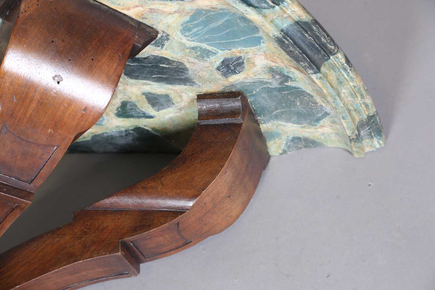 A late 19th century walnut corner wall bracket with a painted faux marble top, height 48cm, width - Image 4 of 9