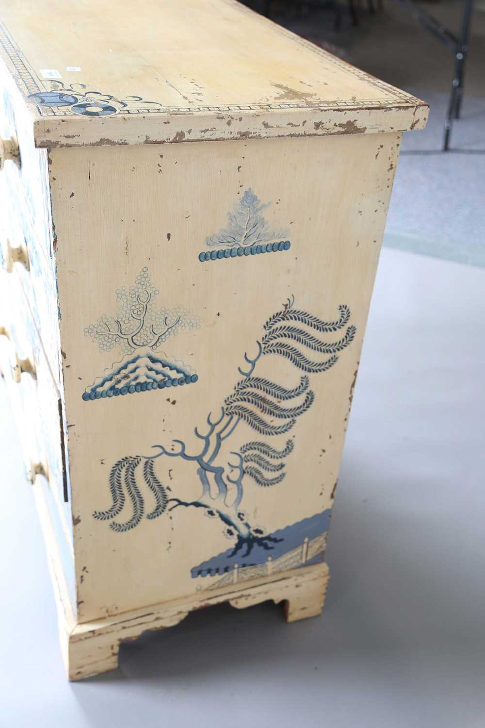 A Victorian pine chest of drawers, painted to imitate the blue and white Willow pattern, height - Image 13 of 13