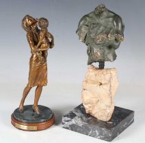 José Luis Casasola - a late 20th century cold cast bronze abstract figure group, on a marble base,