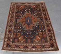 An Afshar rug, South-west Persia, early 20th century, the midnight blue field with a stepped