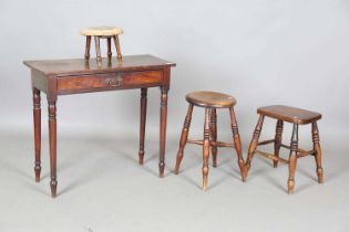 A late Victorian mahogany side table, height 72cm, width 79cm, depth 34cm, together with three