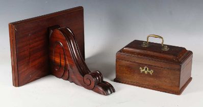 A George III mahogany tea caddy with pagoda moulded lid, width 24cm, together with a Victorian