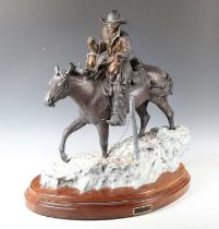 Bradford J Williams - 'Cowboy Saturday Night', a modern American cast bronze equestrian figure of