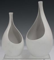 Two Gustavsberg Pungo series Carrara glazed vases, designed by Stig Lindberg, circa 1953, the