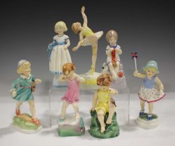 Fourteen Royal Worcester Days of the Week series figures, modelled by Freda Doughty, comprising