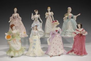 Eight Coalport Femmes Fatales limited edition figures, including Nell Gwynn, Emma Hamilton and Marie