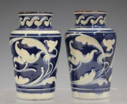 A rare pair of Hart & Moist Exeter Devon art pottery vases, early 20th century, probably decorated