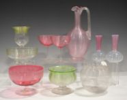 A Large Mixed Group Of Mostly Stourbridge Threaded Glassware Late 19th A Large Mixed Group Of Mostly Stourbridge Threaded Glassware Late 19th