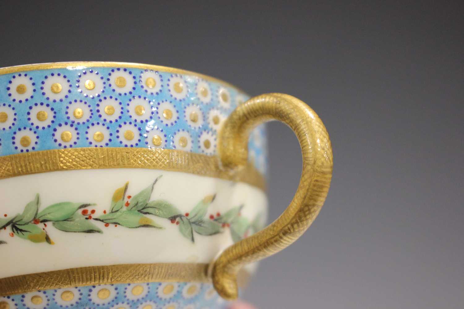 A Sèvres porcelain cabinet cup and matched saucer, second half 18th century, the cup with a winged - Image 5 of 10