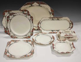 A group of Crown Ducal Orange Tree pattern tablewares, including a butter dish and cover, length