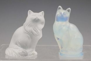 A Lalique frosted glass model of a Persian cat, Heggie, designed 1995, engraved mark to base, height