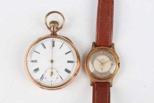 A Smiths De Luxe gilt metal fronted and steel backed gentleman’s wristwatch, the signed silvered