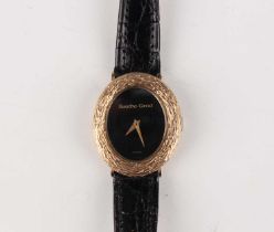 A Beuche-Girod 9ct gold oval cased lady’s wristwatch with signed and jewelled lever movement,