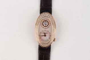 A Sarcar Genève 18ct gold, diamond and mother-of-pearl oval dress wristwatch, the signed mother-of-