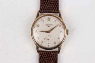 A Longines 9ct gold circular cased gentleman's wristwatch, circa 1958, the signed and jewelled 12.