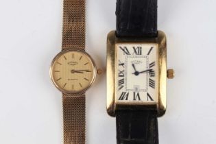 A Rotary Quartz 9ct gold lady’s bracelet wristwatch, the signed gilt dial with baton hour markers,