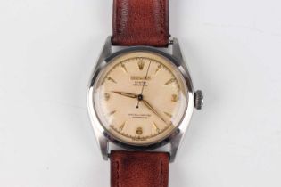 A Rolex Oyster Perpetual stainless steel cased 'Semi Bubble Back' gentleman's wristwatch, Ref. 6084,