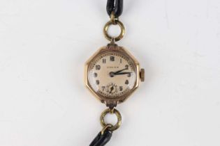 A Rolex 9ct gold octagonal cased lady’s wristwatch, the circular jewelled lever movement detailed ‘