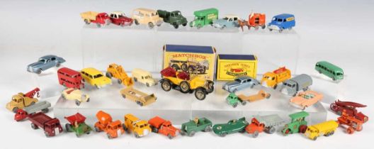 A collection of Matchbox Series 1-75 vehicles, including Moko Lesney No. 44 Rolls-Royce Silver