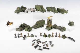 A collection of pre-war Dinky Toys and other diecast vehicles, including No. 151a medium tank, No.