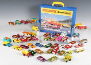 A collection of Matchbox Series 1-75 Superfast and Matchbox Models of Yesteryear, two carry cases, a