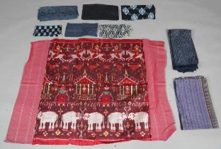 A mixed group of mainly South-east Asian textiles, including Cambodian, Thai and Vietnamese ikats,