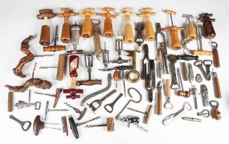A collection of various corkscrews and champagne taps.