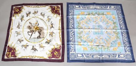 An Hermès 'Early America' pattern silk scarf, designed by Françoise de la Perrière, 90cm x 90cm,