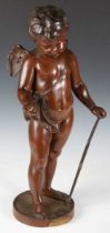 Jean Didier Début - 'Amour Mendiant', a large late 19th century French brown patinated cast bronze