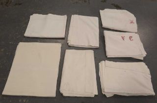 A group of late 19th and early 20th century bed linen, including five French monogrammed sheets