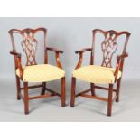 A set of ten late 20th century Chippendale style hardwood dining chairs by Frank Hudson & Son,