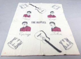 Two Witney 'Beatles' memorabilia wool blankets, decorated with signed portraits of the four band