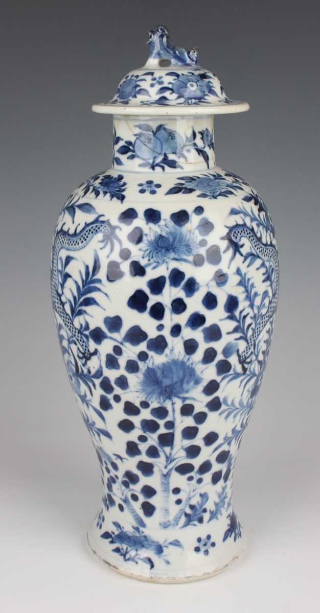 A group of six Chinese blue and white porcelain vases and covers, late 19th century, each of - Image 15 of 75