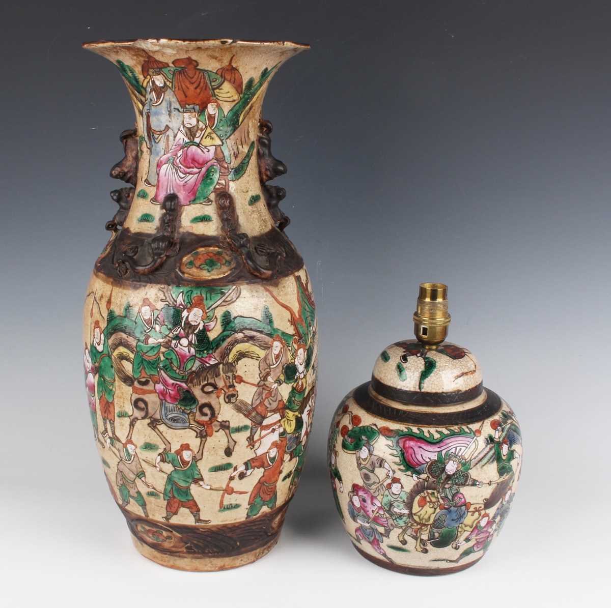 A Chinese crackle glazed porcelain vase, early 20th century, the ovoid body and flared neck