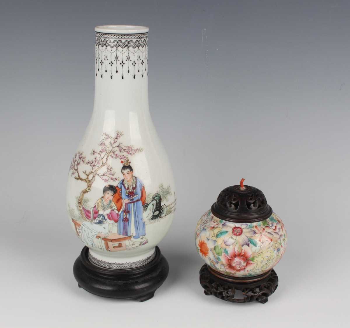 A Chinese famille rose millefleurs porcelain pot, mark of Guangxu but Republic period, of squat