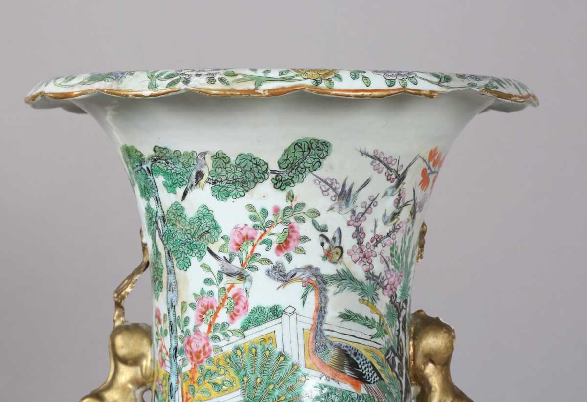 A large Chinese Canton famille rose porcelain vase, mid to late 19th century, the swollen - Image 23 of 47