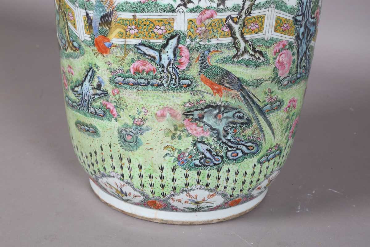 A large Chinese Canton famille rose porcelain vase, mid to late 19th century, the swollen - Image 27 of 47