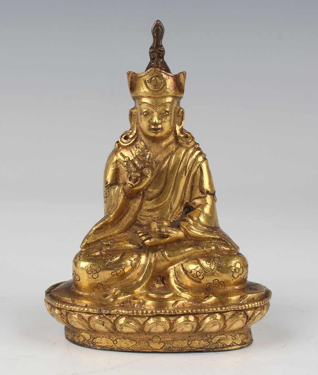 A Tibetan white metal mounted copper gau (portable shrine), late 19th century, the copper box of - Image 3 of 28