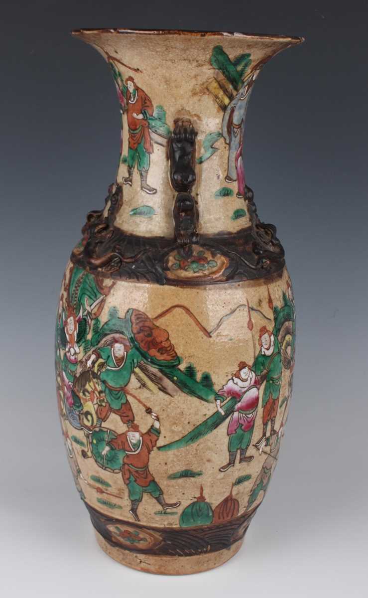 A Chinese crackle glazed porcelain vase, early 20th century, the ovoid body and flared neck - Image 5 of 19