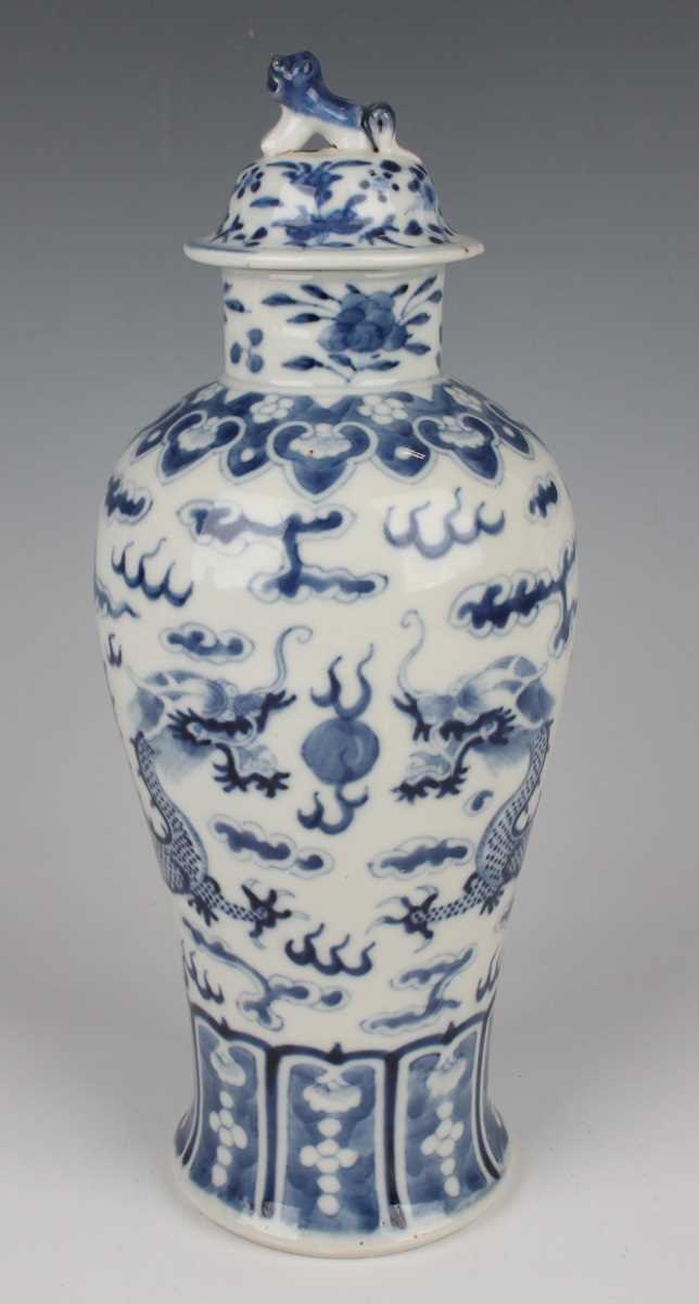 A group of six Chinese blue and white porcelain vases and covers, late 19th century, each of - Image 47 of 75