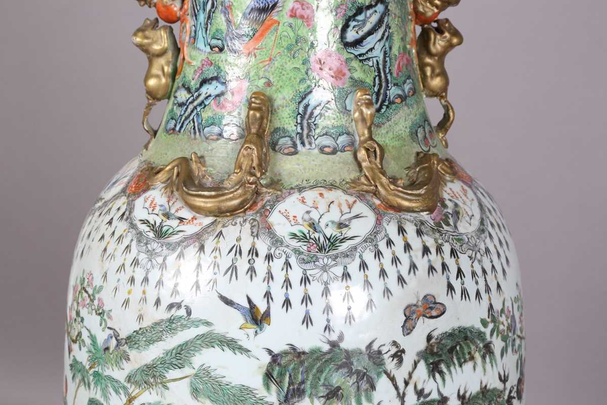 A large Chinese Canton famille rose porcelain vase, mid to late 19th century, the swollen - Image 25 of 47