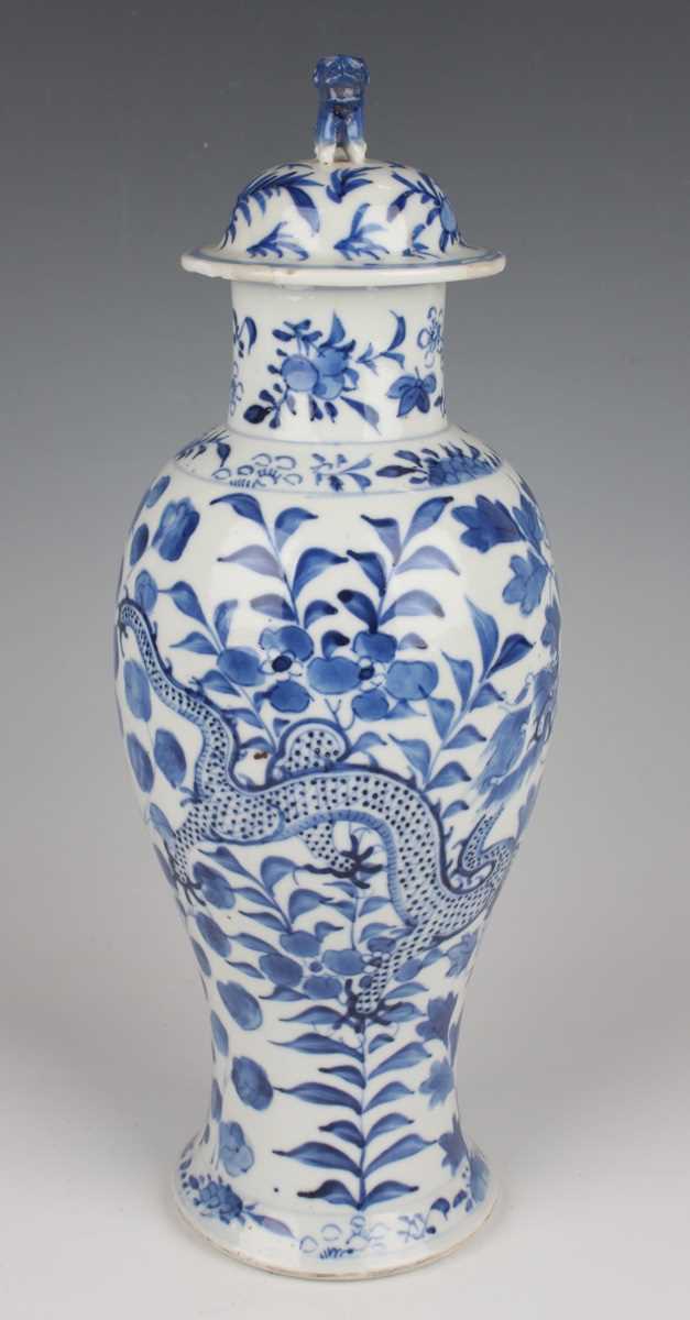 A group of six Chinese blue and white porcelain vases and covers, late 19th century, each of - Image 30 of 75