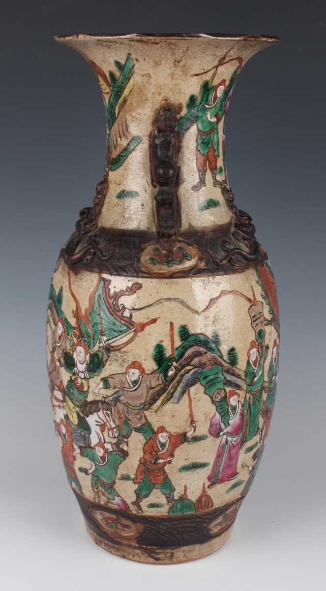 A Chinese crackle glazed porcelain vase, early 20th century, the ovoid body and flared neck - Image 3 of 19