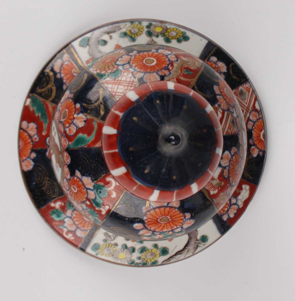 A pair of Japanese Imari porcelain vases and covers, Meiji period, each ovoid body and domed cover - Image 15 of 20