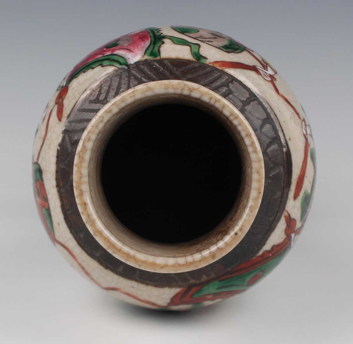 A Chinese crackle glazed porcelain vase and cover, early 20th century, of baluster form, decorated - Image 8 of 20