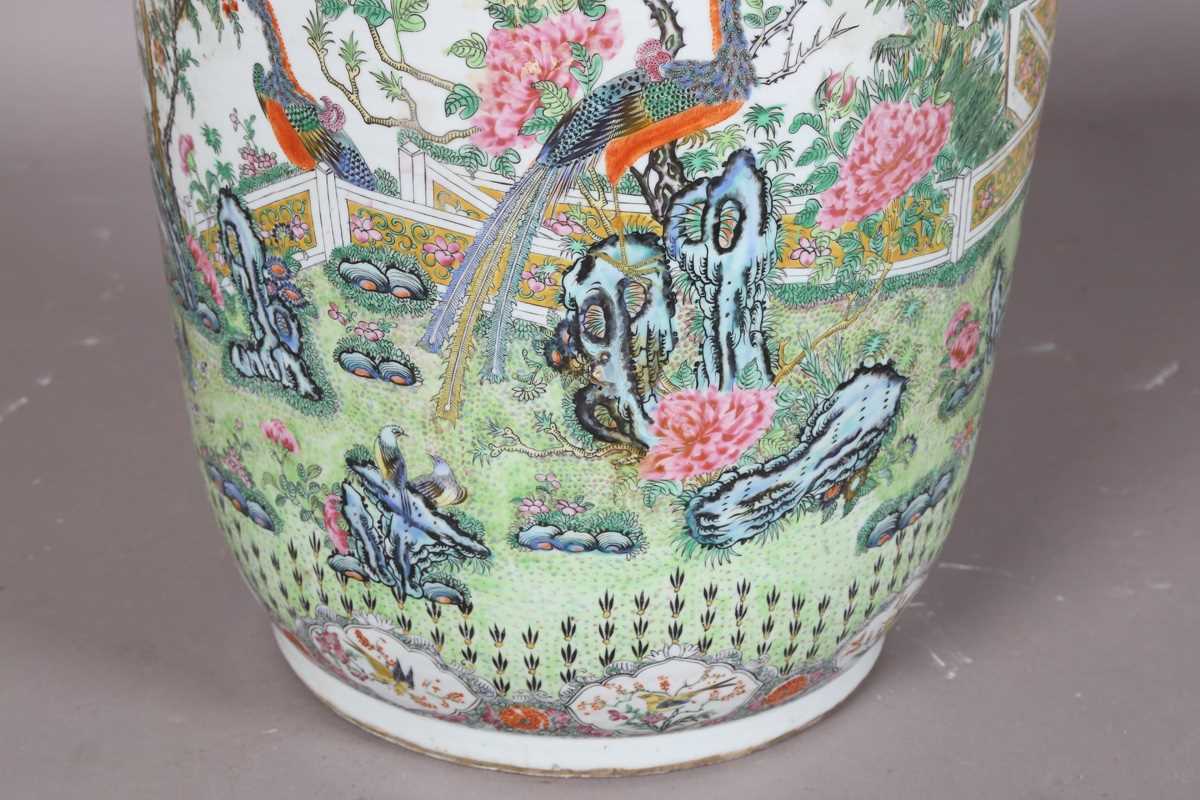 A large Chinese Canton famille rose porcelain vase, mid to late 19th century, the swollen - Image 13 of 47