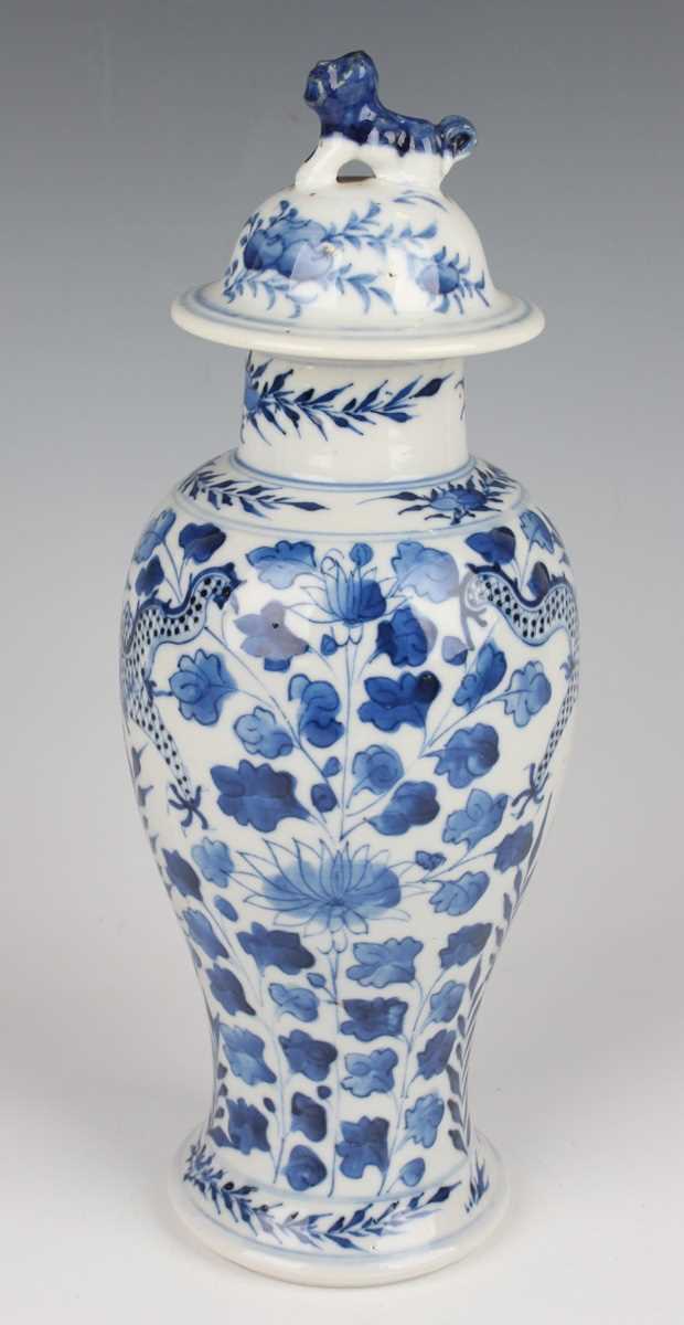 A group of six Chinese blue and white porcelain vases and covers, late 19th century, each of - Image 60 of 75