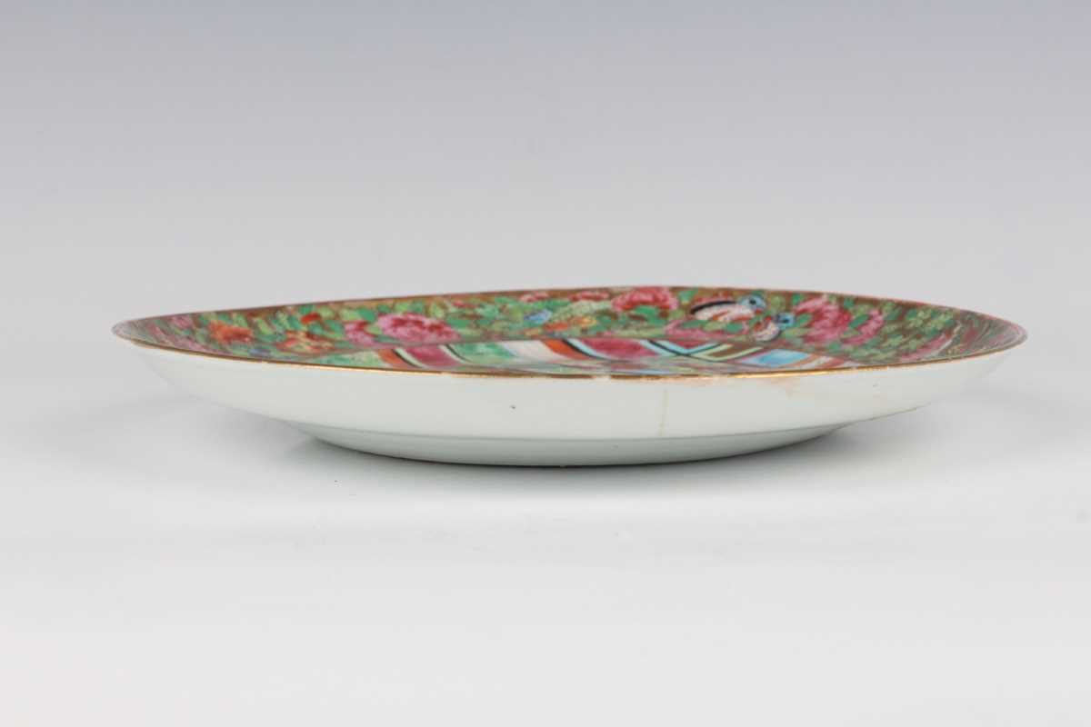 Two Chinese Canton famille rose porcelain side plates, mid-19th century, each painted with a central - Image 10 of 18