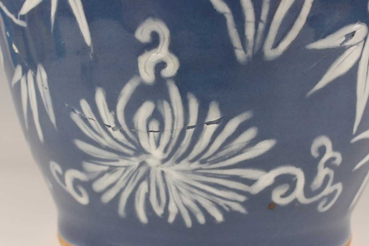 A Chinese white enamelled and blue glazed porcelain vase, late 19th century, of shouldered - Image 18 of 22