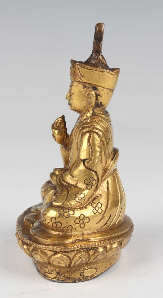 A Tibetan white metal mounted copper gau (portable shrine), late 19th century, the copper box of - Image 9 of 28